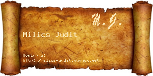 Milics Judit névjegykártya
